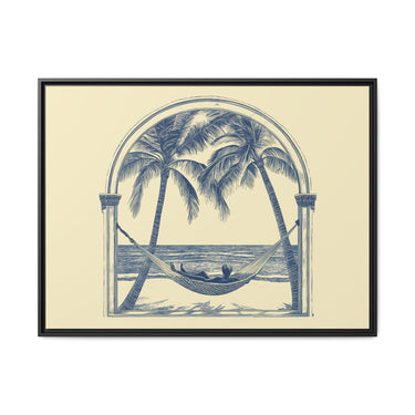 Palm Retreat Hammock Canvas Wall Art with Frame